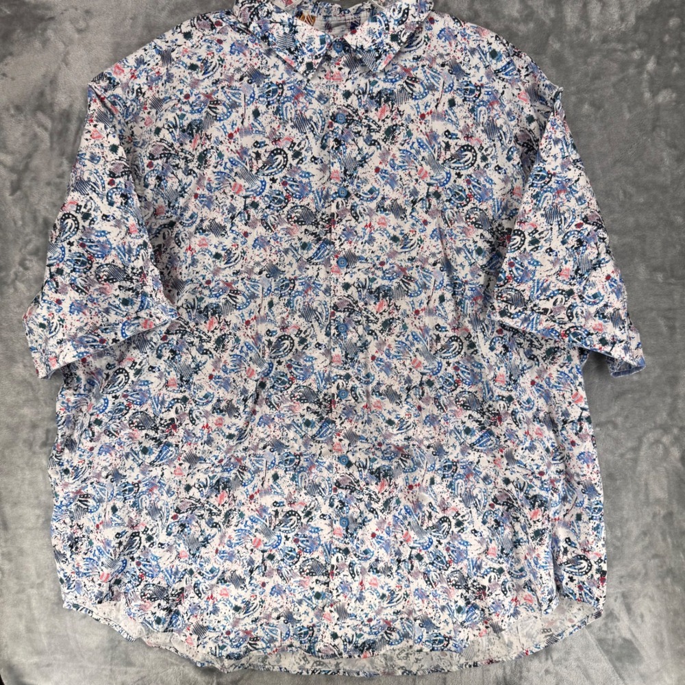 Robert Graham Mens 4XL Button Down Shirt Short Sleeve Paisley Print